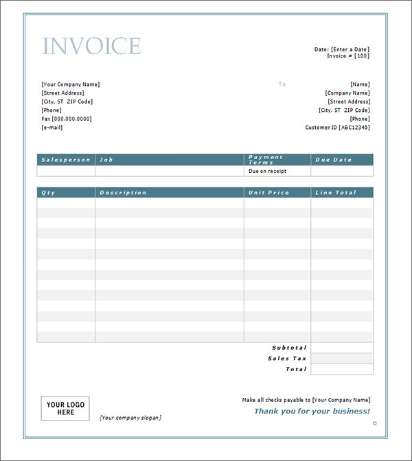 free download service invoice template