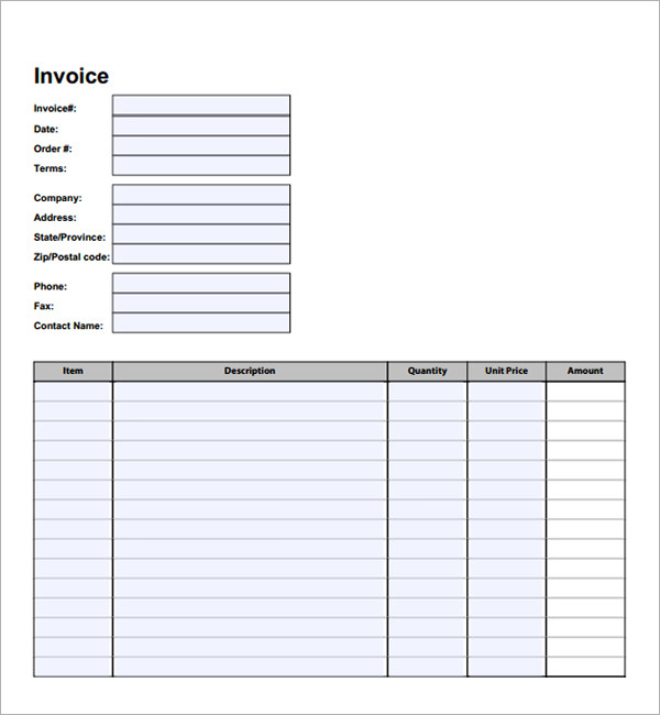 FREE 47 Sample Blank Invoice Templates In MS Word Google Docs