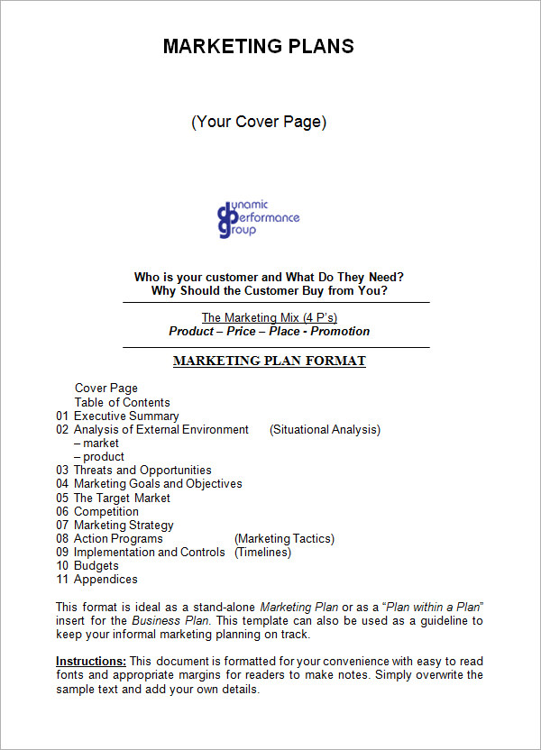 free marketing plan template1