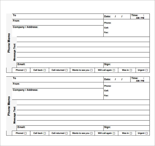 Telephone Message Template