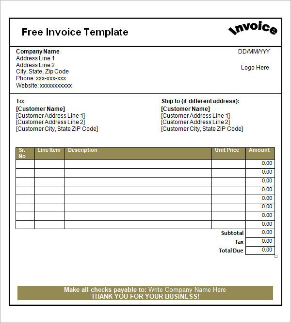 FREE 47+ Sample Blank Invoice Templates in MS Word ...