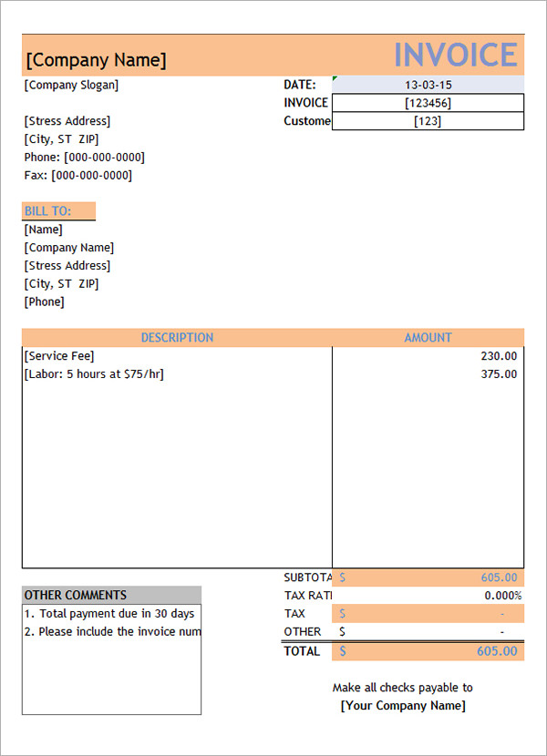 free service invoice