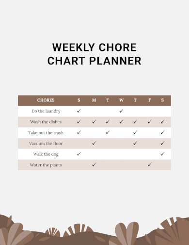 free weekly chore chart planner