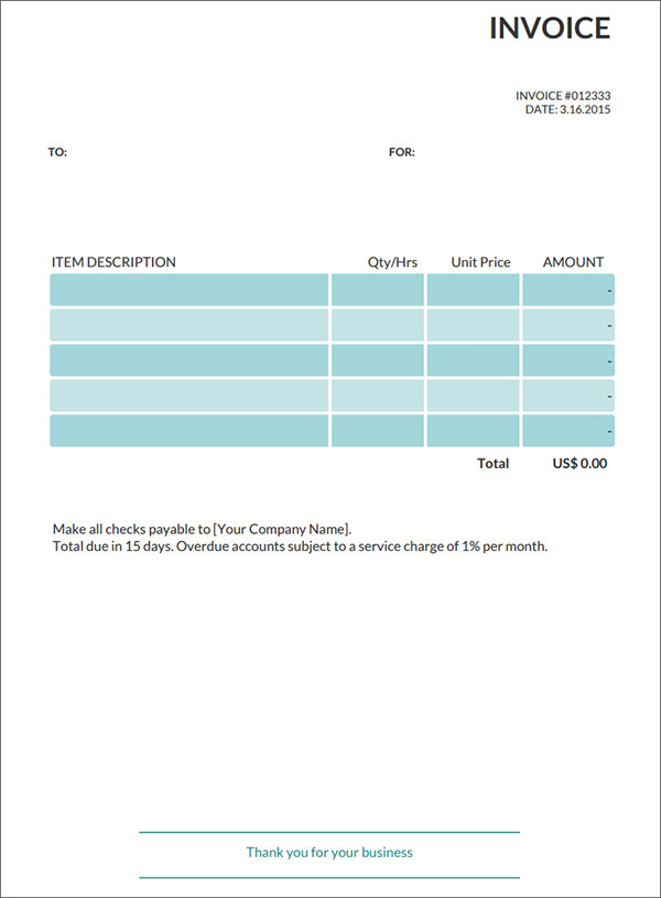 ms word commercial invoice template