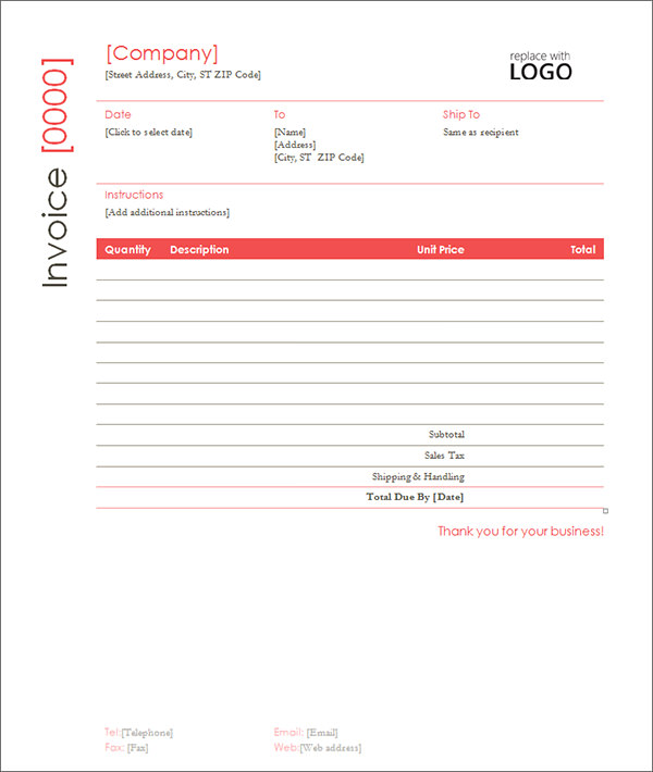 free contractor invoice template word