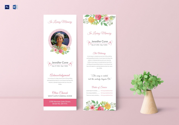 funeral service bookmark