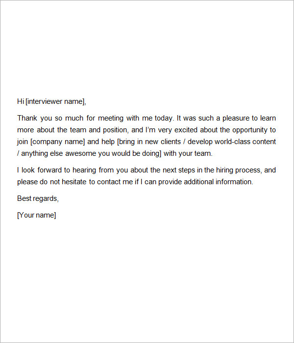 Interview thank you email samples