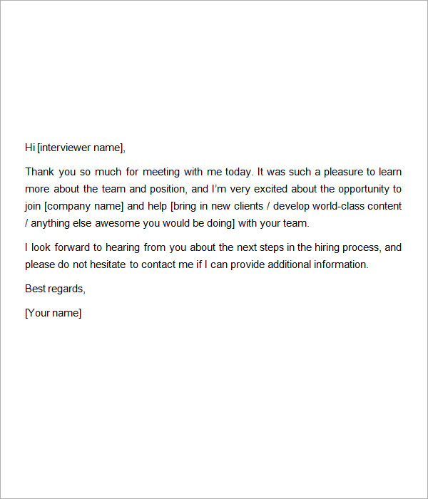 interview thank you letter email