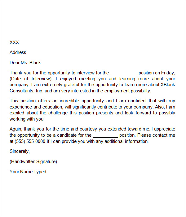 Interview Thank You Letter Examples