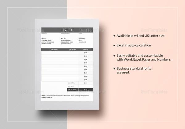 invoice example in excel template