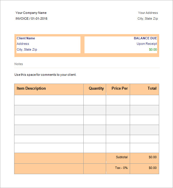 Free 47 Sample Blank Invoice Templates In Ms Word Google Docs
