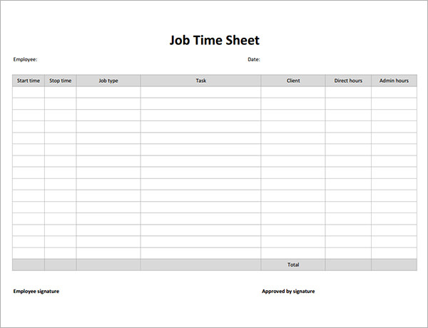 job timesheet template free