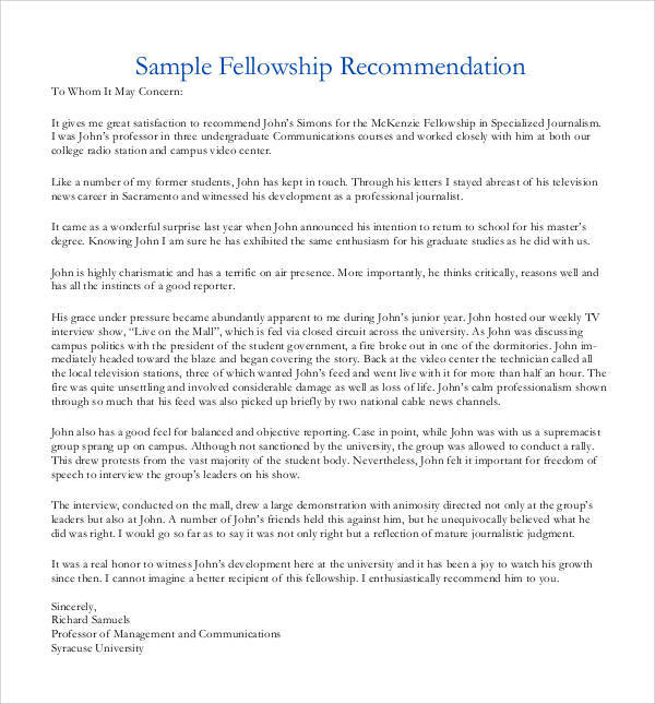 nsf graduate research fellowship recommendation letter