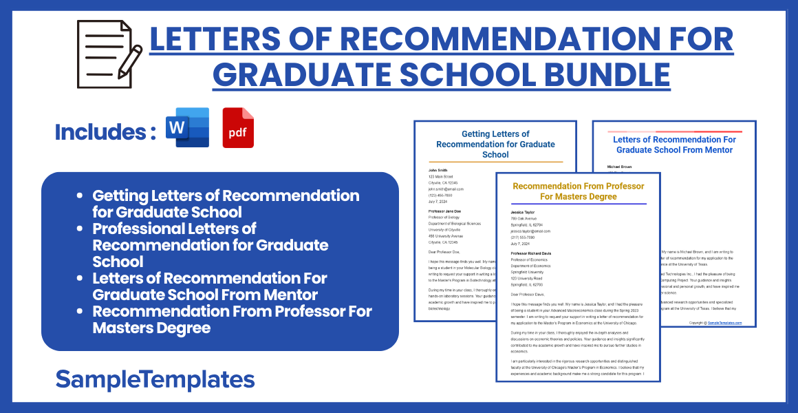 letters of recommendation for graduate school bundle