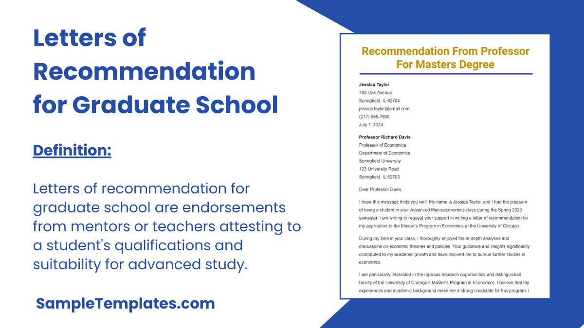 Letters of Recommendation for Graduate School
