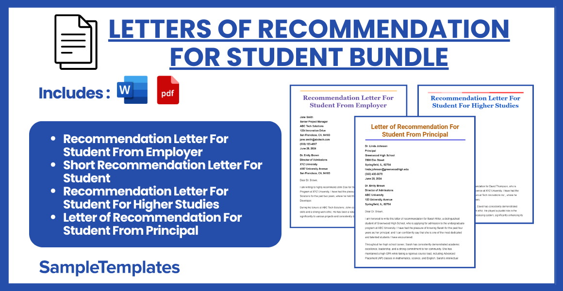 letters of recommendation for student bundle