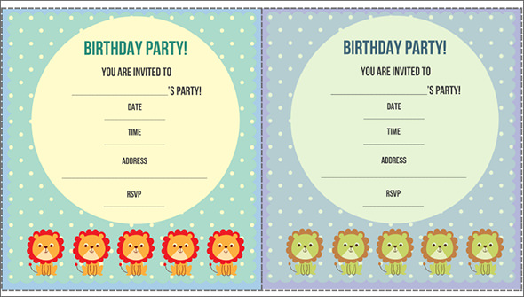 lion decorated birthday invitation