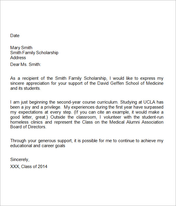 How do you write a thank-you letter for a scholarship?