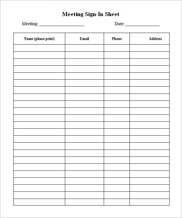 Meeting Sign-in Sheet