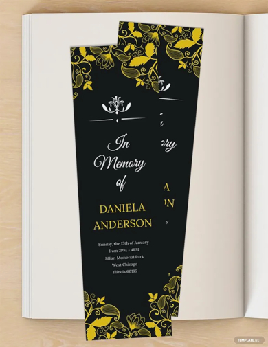 memorial bookmark template