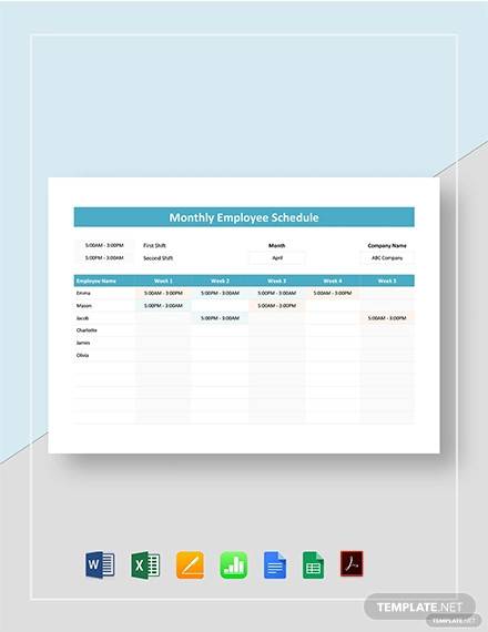 monthly employee schedule template2