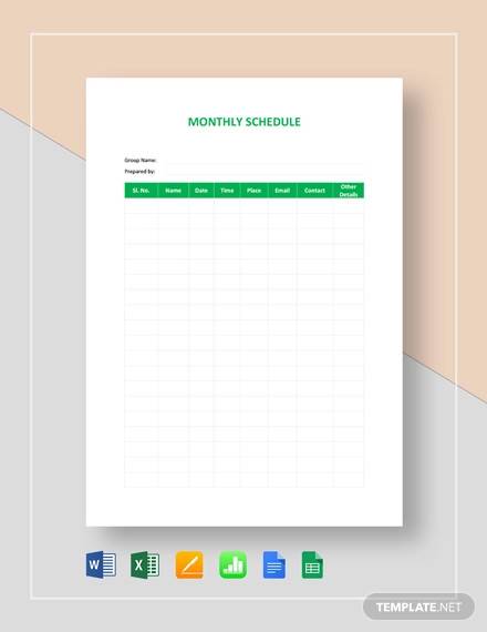 FREE 10+ Sample Monthly Schedule Templates in Google Docs | Google ...