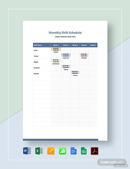 monthly shift schedule template