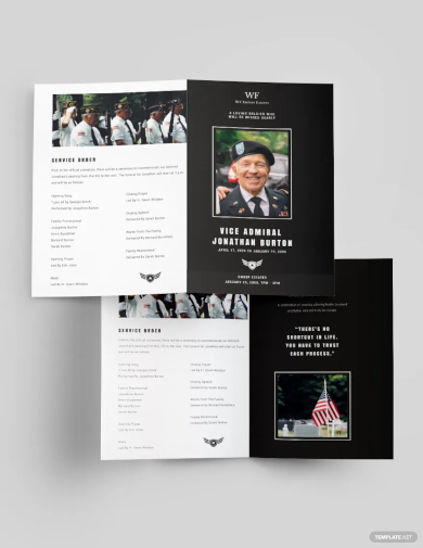 navy honors funeral obituary bi fold brochure template
