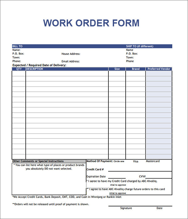 Order Form Template - 19+ Download Free Documents In PDF, Word,Excel
