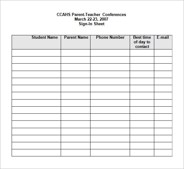 Parent Sign In Sheet Template from images.sampletemplates.com