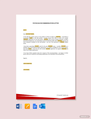 physician recommendation letter template