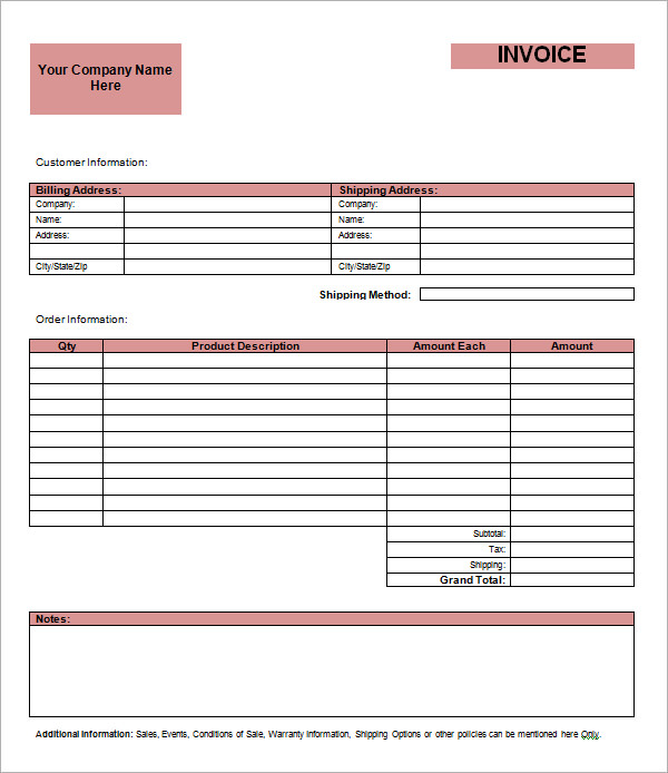 free 47 sample blank invoice templates in ms word