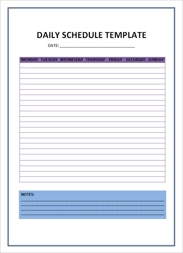 teaching free daily schedule template editable