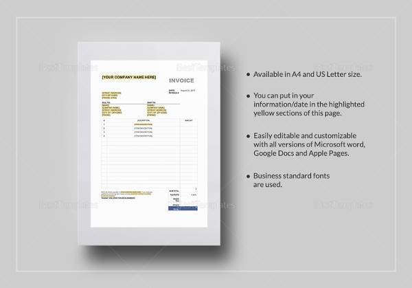printable sales tax invoice template