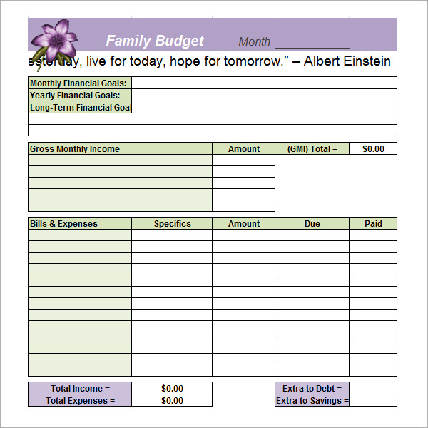 free printable monthly household budget template