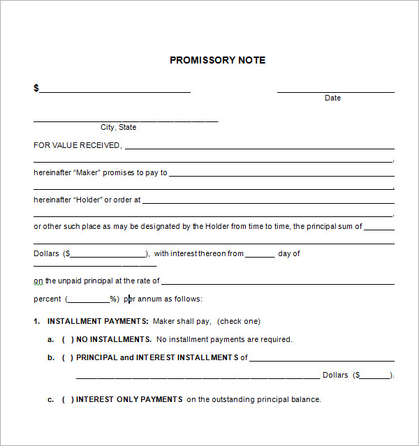 Promissory Note Template Google Docs