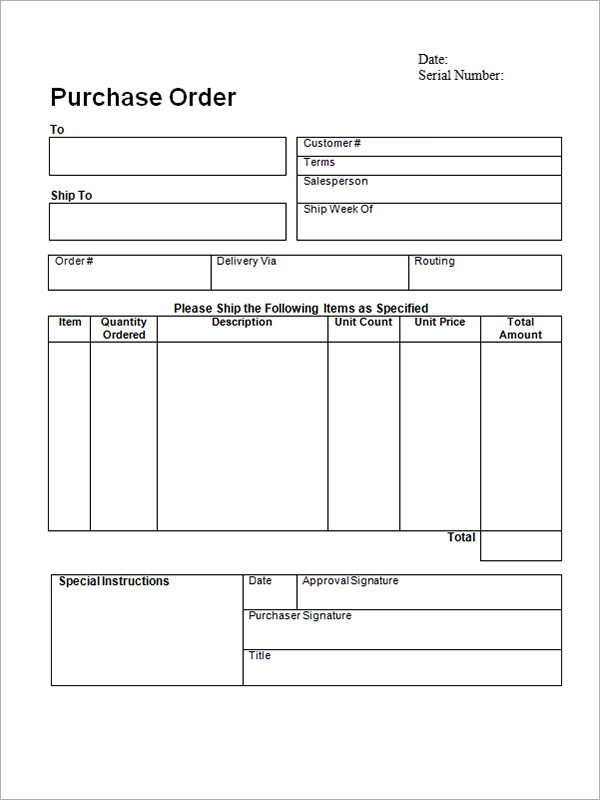 Free 17 Purchase Order Templates In Pdf Ms Word Excel