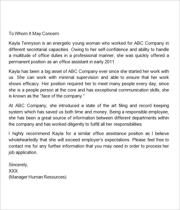 Human Resources Recommendation Letter from images.sampletemplates.com