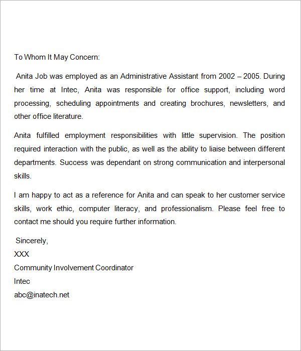 Job Recommendation Letter Details