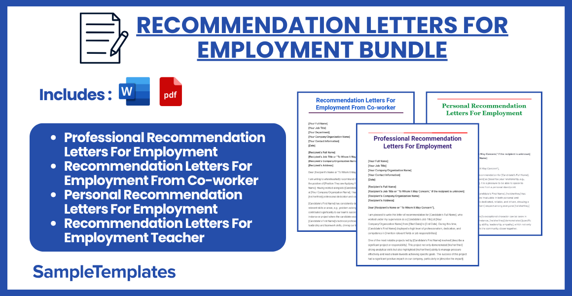 recommendation letters for employment bundle