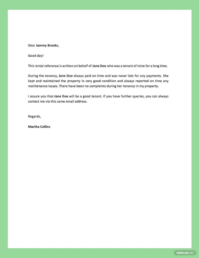 rental reference letter template