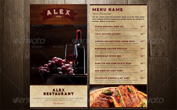 restaurant bar menu