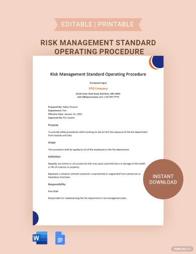 risk management standard operating procedure template