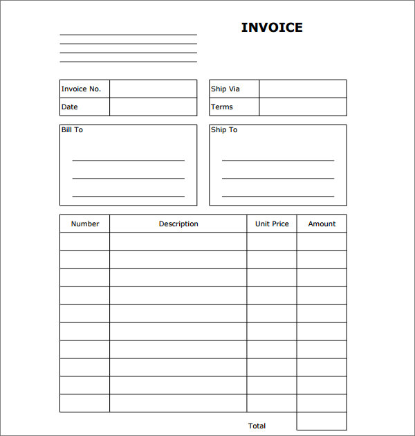 sample blank invoice template