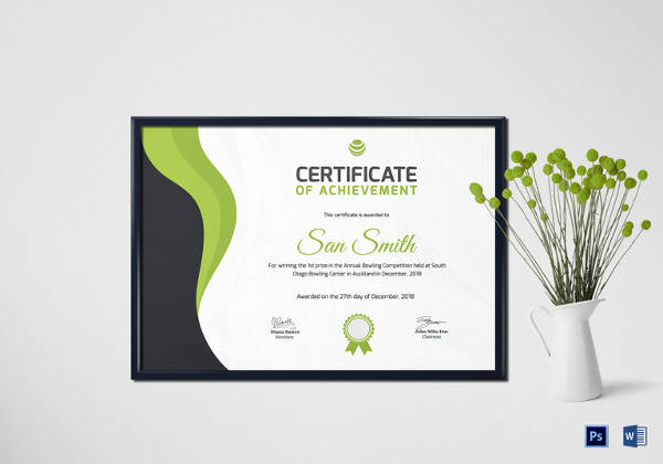 sample bowling award certificate template