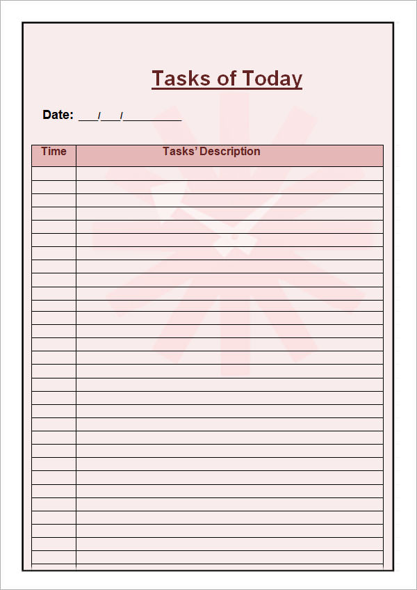 sample daily planner template