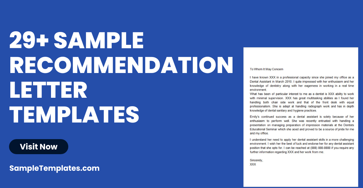 sample recommendation letter templates