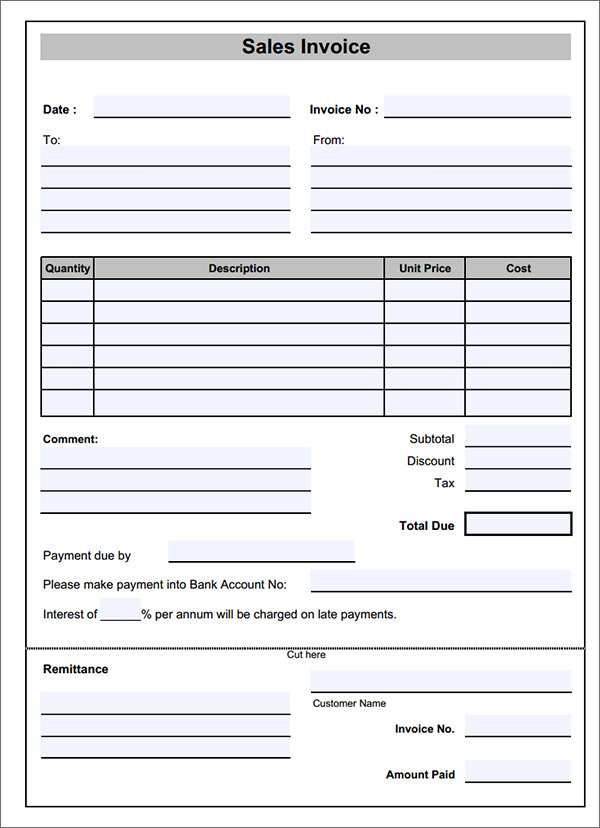 Sales Invoices Templates Word