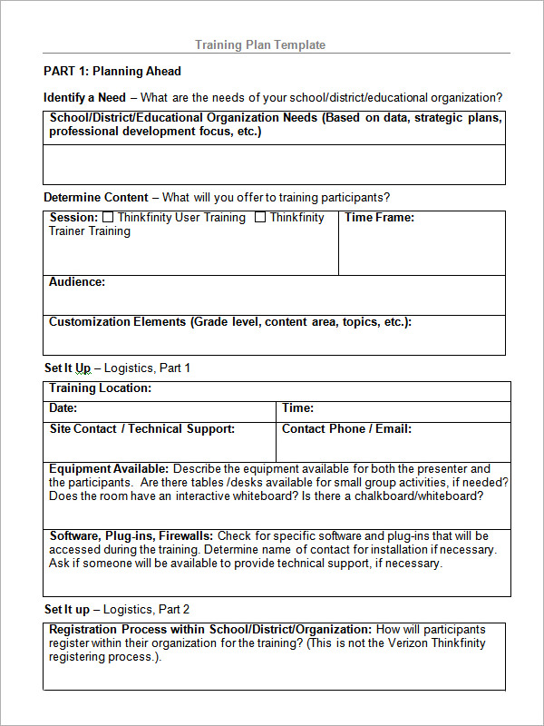 Training Session Plan Template Word