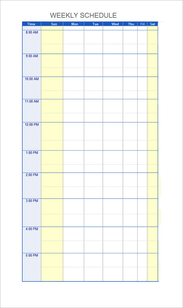 microsoft excel schedule template